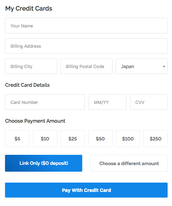 クレジットカード登録画面