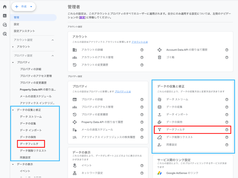 Google  Analyticsの管理画面
